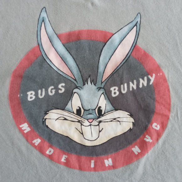 Looney Tunes X Zara Bugs Bunny "Bunnies with Attitude" awesome slate Tee Size M - Picture 5 of 8
